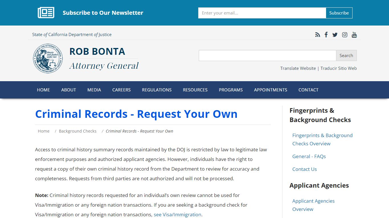 Criminal Records - Request Your Own | State of California - Department ...